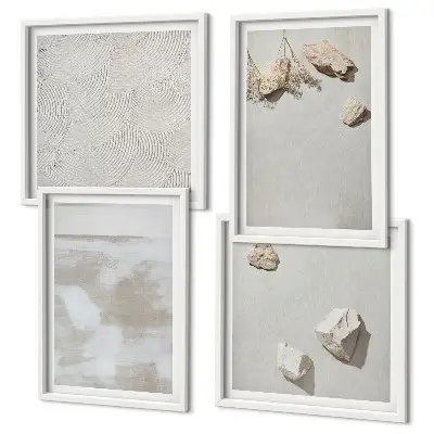 Conjunto de 4 quadros com moldura com textura boho de arenito