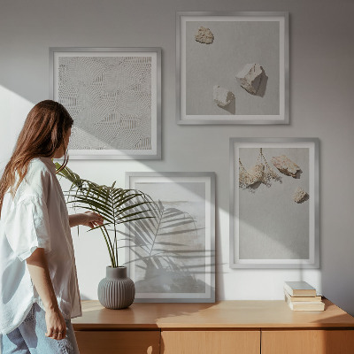 Conjunto de 4 quadros com moldura Textura boho de arenito