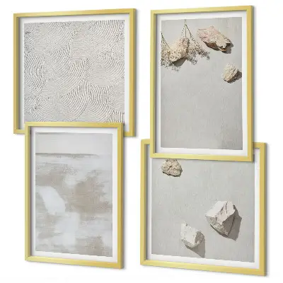 Conjunto de 4 quadros com moldura com textura boho de arenito