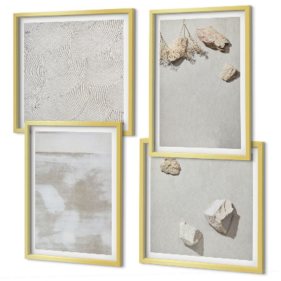 Conjunto de 4 quadros com moldura Textura boho de arenito