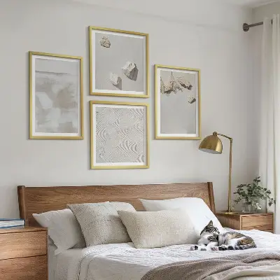 Conjunto de 4 quadros com moldura com textura boho de arenito