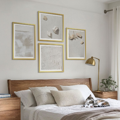Conjunto de 4 quadros com moldura Textura boho de arenito