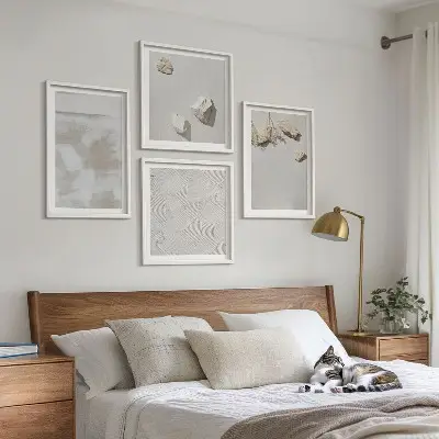 Conjunto de 4 quadros com moldura com textura boho de arenito
