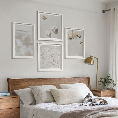 Conjunto de 4 quadros com moldura Textura boho de arenito
