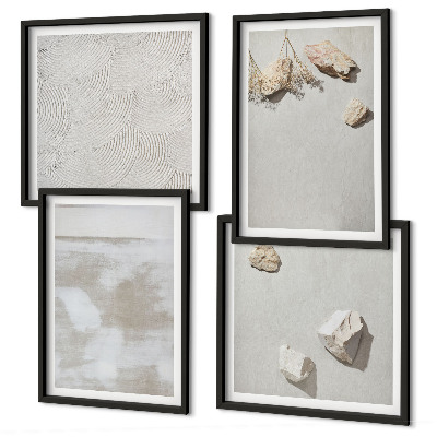 Conjunto de 4 quadros com moldura Textura boho de arenito