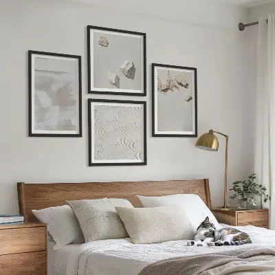 Conjunto de 4 quadros com moldura com textura boho de arenito