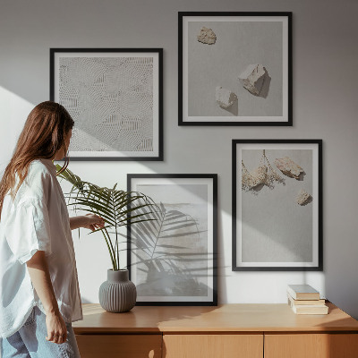 Conjunto de 4 quadros com moldura Textura boho de arenito