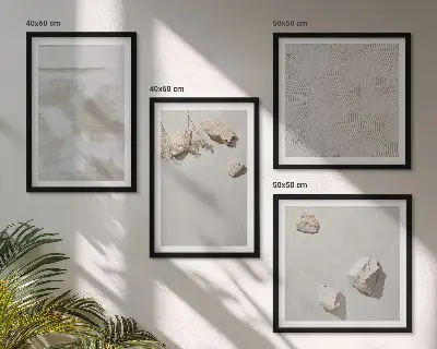 Conjunto de 4 quadros com moldura com textura boho de arenito