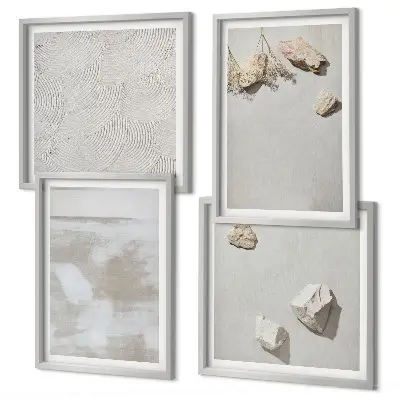 Conjunto de 4 quadros com moldura com textura boho de arenito