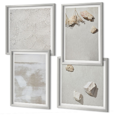 Conjunto de 4 quadros com moldura Textura boho de arenito