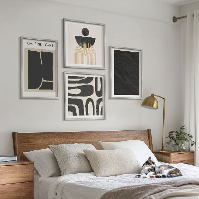Conjunto de 4 quadros com moldura Formas abstratas de mármore
