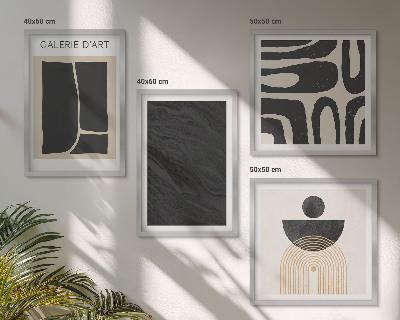 Conjunto de 4 quadros com moldura Formas abstratas de mármore