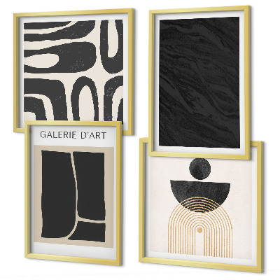 Conjunto de 4 quadros com moldura Formas abstratas de mármore