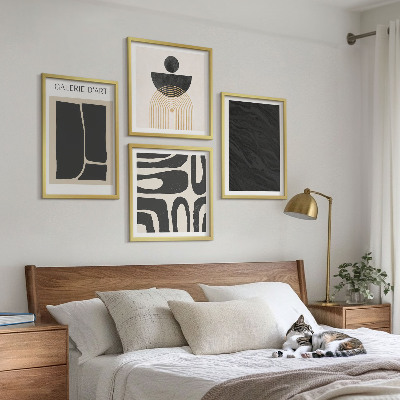 Conjunto de 4 quadros com moldura Formas abstratas de mármore