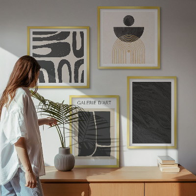Conjunto de 4 quadros com moldura Formas abstratas de mármore