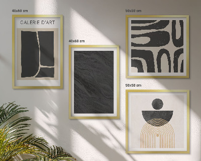 Conjunto de 4 quadros com moldura Formas abstratas de mármore