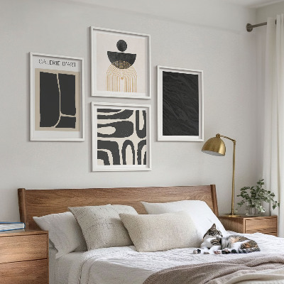 Conjunto de 4 quadros com moldura Formas abstratas de mármore