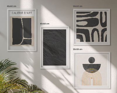 Conjunto de 4 quadros com moldura Formas abstratas de mármore