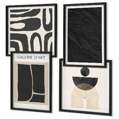 Conjunto de 4 quadros com moldura Formas abstratas de mármore