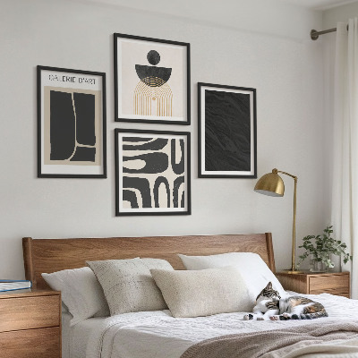 Conjunto de 4 quadros com moldura Formas abstratas de mármore