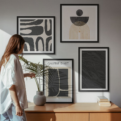 Conjunto de 4 quadros com moldura Formas abstratas de mármore