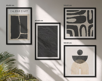 Conjunto de 4 quadros com moldura Formas abstratas de mármore