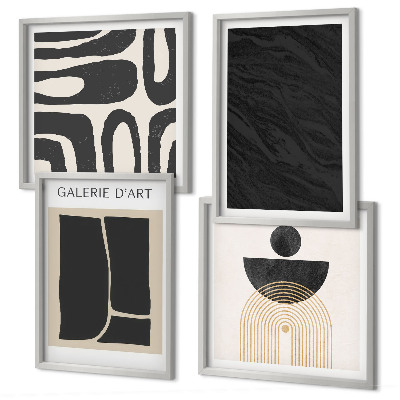 Conjunto de 4 quadros com moldura Formas abstratas de mármore
