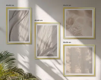 Políptico com moldura estampa de tecidos boho naturais em close-up