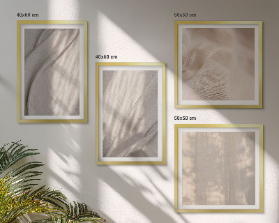 Políptico com moldura Tecidos boho naturais em close-up