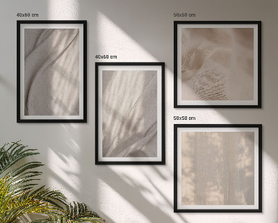 Políptico com moldura Tecidos boho naturais em close-up