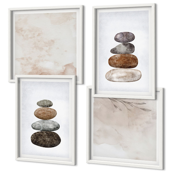 Composição de quadros Pilhas de pedras pintura boho
