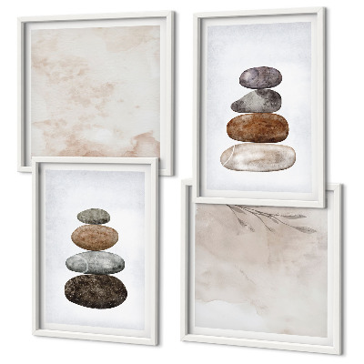 Composição de quadros Pilhas de pedras pintura boho