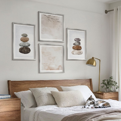 Composição de quadros Pilhas de pedras pintura boho