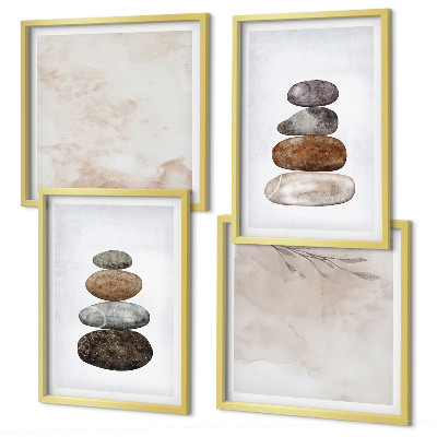 Composição de quadros Pilhas de pedras pintura boho