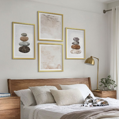 Composição de quadros Pilhas de pedras pintura boho