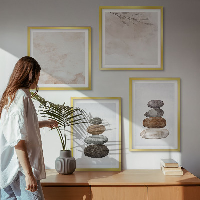 Composição de quadros Pilhas de pedras pintura boho
