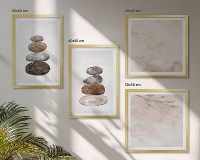 Composição de quadros Pilhas de pedras pintura boho