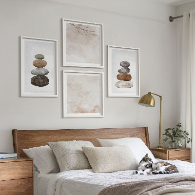 Composição de quadros Pilhas de pedras pintura boho