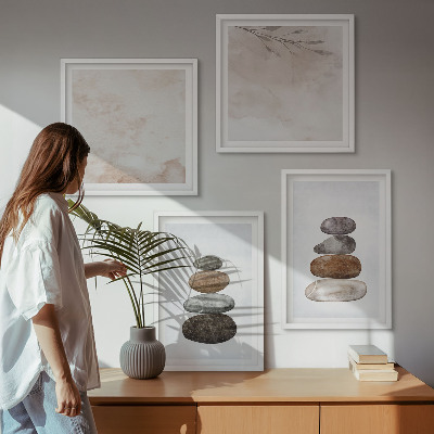 Composição de quadros Pilhas de pedras pintura boho