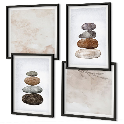 Composição de quadros Pilhas de pedras pintura boho