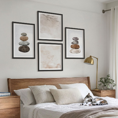 Composição de quadros Pilhas de pedras pintura boho