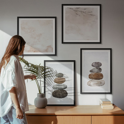 Composição de quadros Pilhas de pedras pintura boho