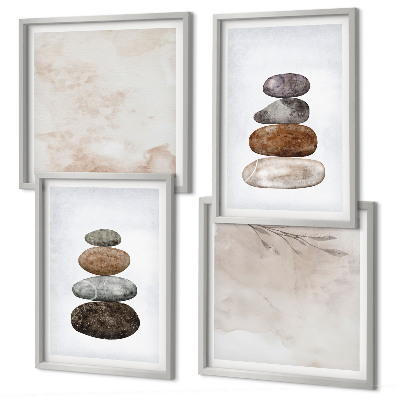 Composição de quadros Pilhas de pedras pintura boho