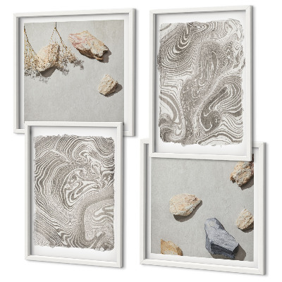 Conjunto de 4 quadros com moldura Formas abstratas modernas