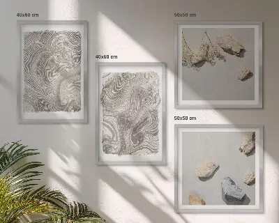 Conjunto de 4 quadros com moldura com estampas de formas abstratas modernas