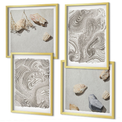 Conjunto de 4 quadros com moldura Formas abstratas modernas