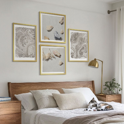 Conjunto de 4 quadros com moldura Formas abstratas modernas