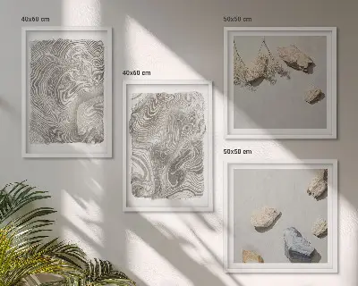 Conjunto de 4 quadros com moldura com estampas de formas abstratas modernas