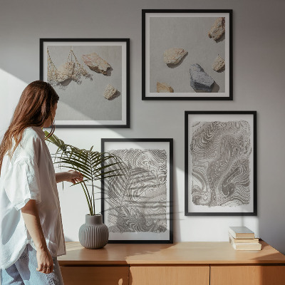 Conjunto de 4 quadros com moldura Formas abstratas modernas