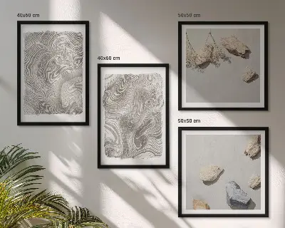 Conjunto de 4 quadros com moldura com estampas de formas abstratas modernas